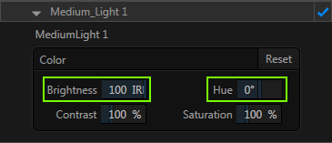 Change the light color in Virtual Set Editor